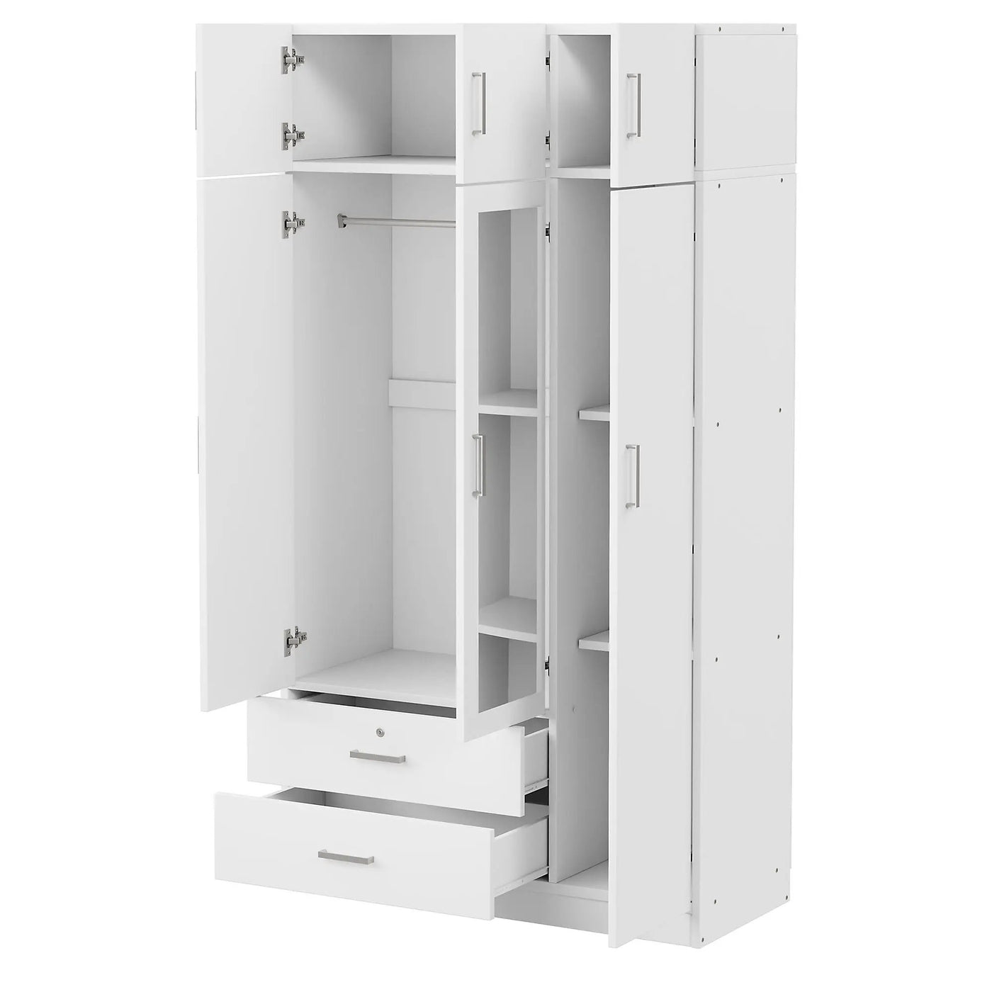 Modern 3 Door Mirror Wardrobe With 2 Drawers And Top Cabinet by Unique Piece Furniture