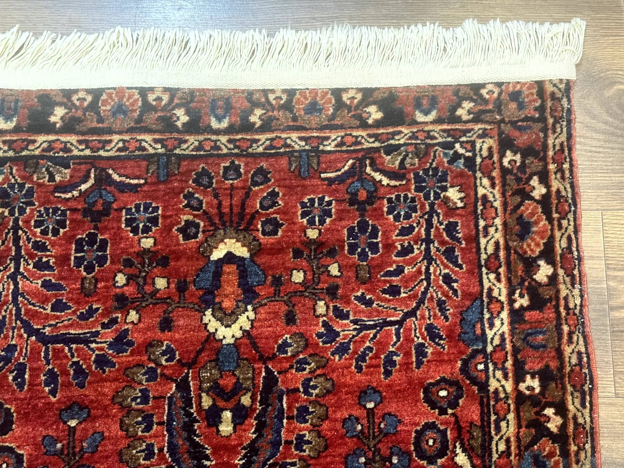 Small Red Persian Sarouk Rug 2.7 x 4.9, Floral, Antique by Jewel Rugs