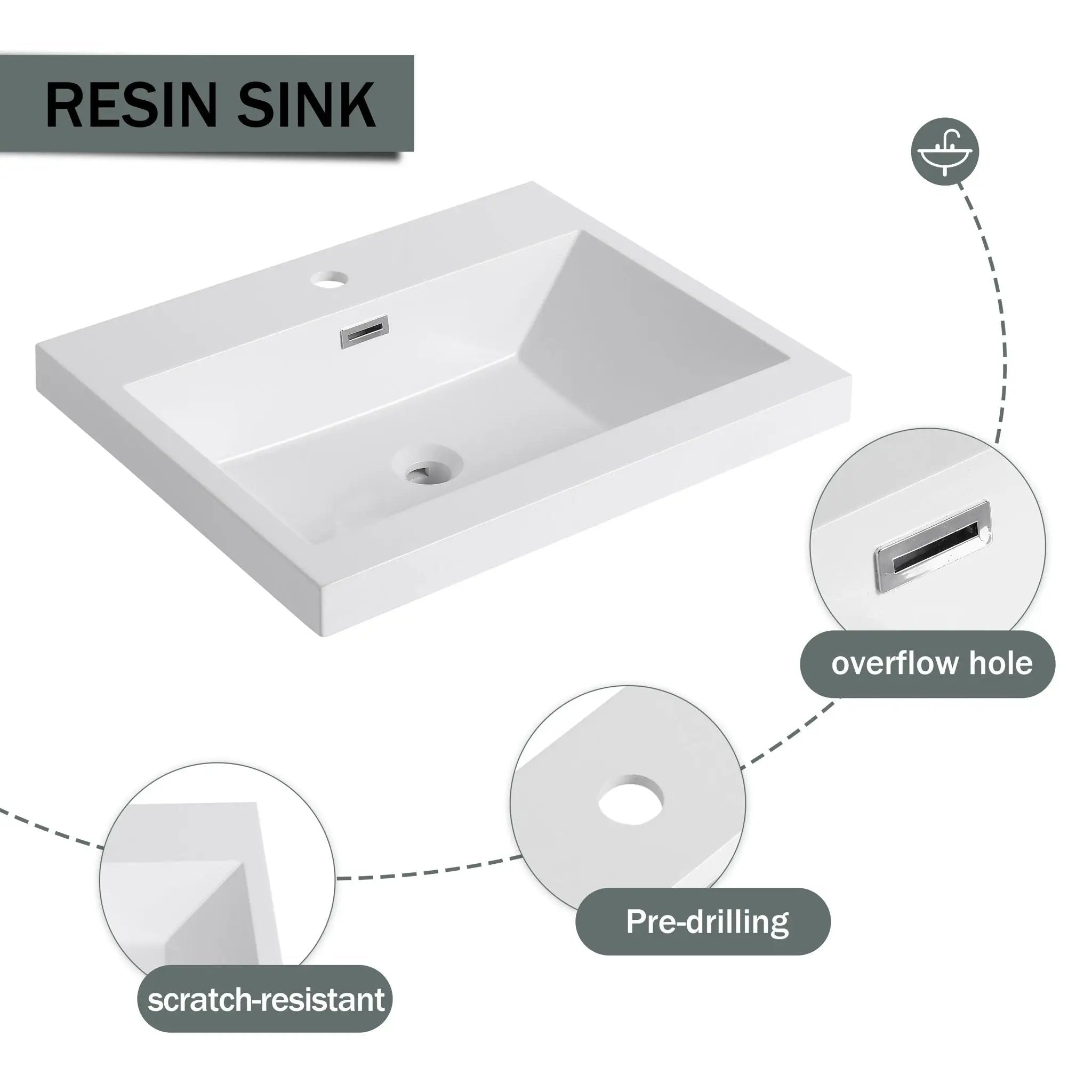 Modern Freestanding Bathroom Vanity With Resin Sink & Soft Close Cabinet Doors by Unique Piece Furniture