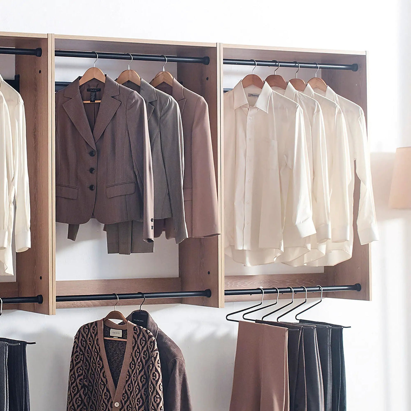 Devi - Wall Mounted Wood Closet System, Modular Units by HouseOfZazla