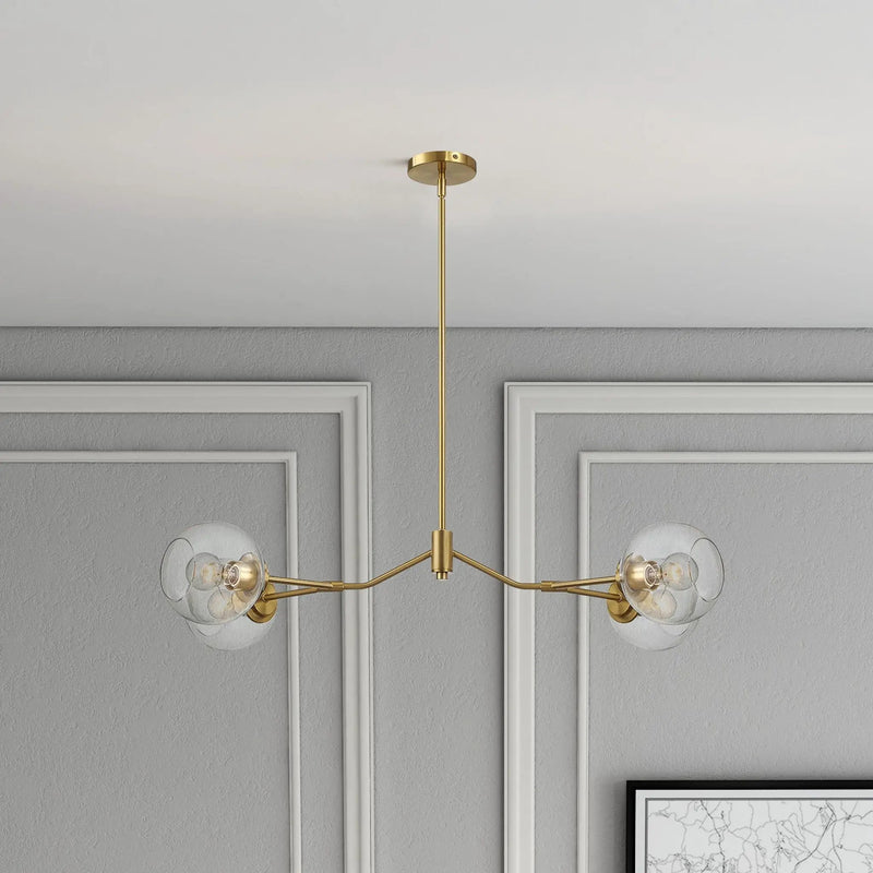 Jewel - 4 Lights Chandelier Ceiling Hanging Light Fixture - Clear / Gold by Unique Piece Furniture