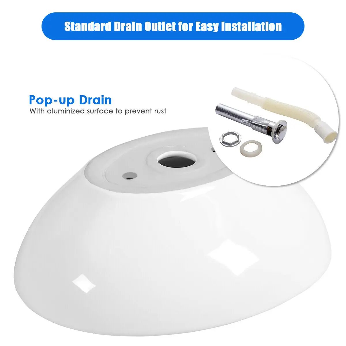 Oval Bathroom Basin Ceramic Vessel Sink by DirectDeals