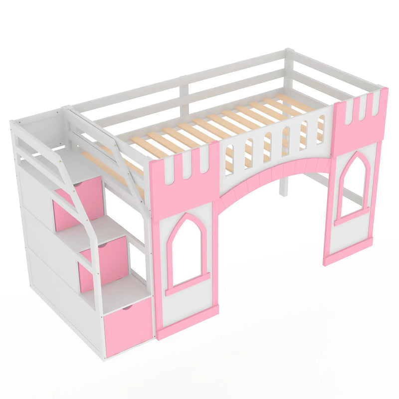 Loft Bed With Storage Staircase And Windows by HouseOfZazla