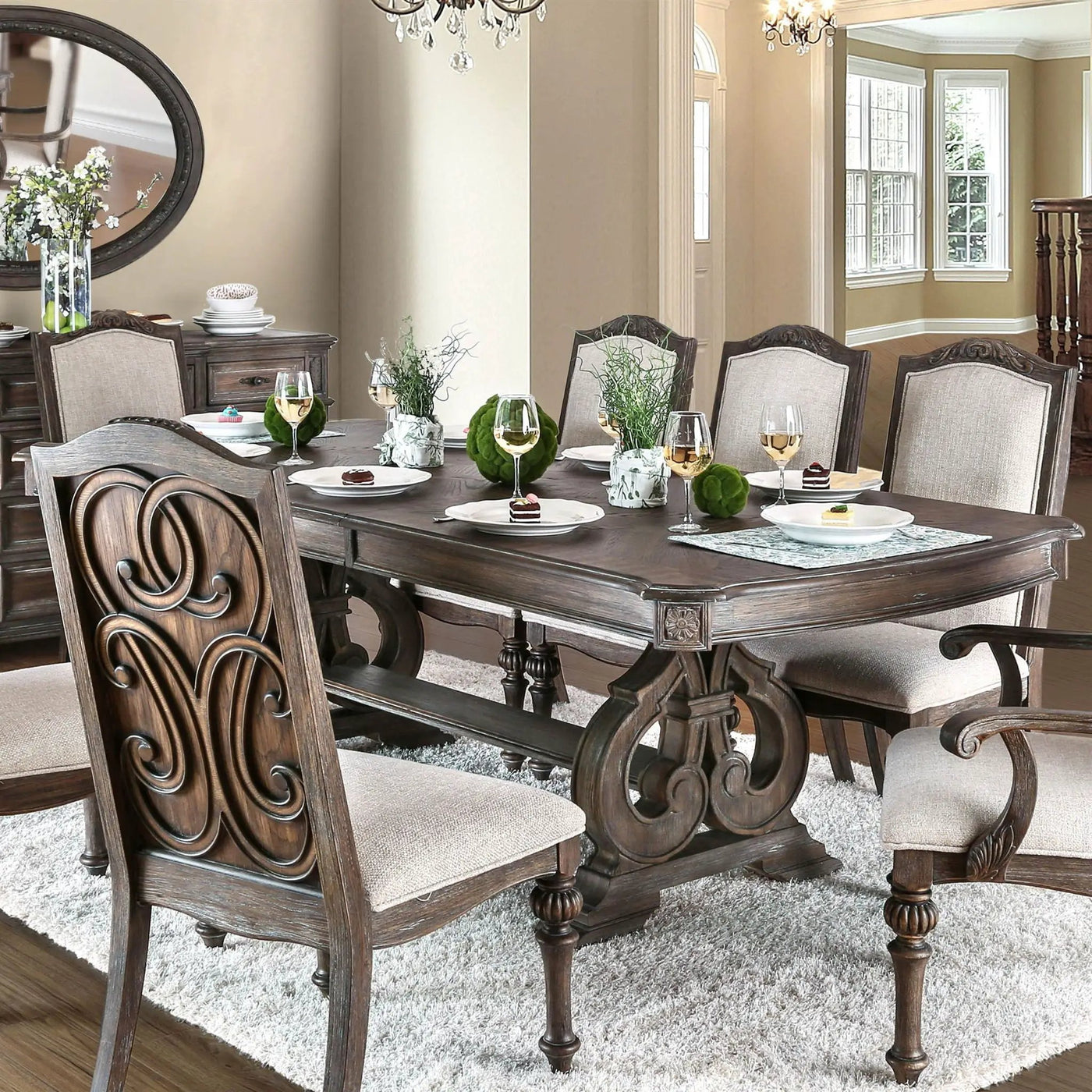 Rustic Dining Set With Table And Upholstered Chairs by HouseOfZazla