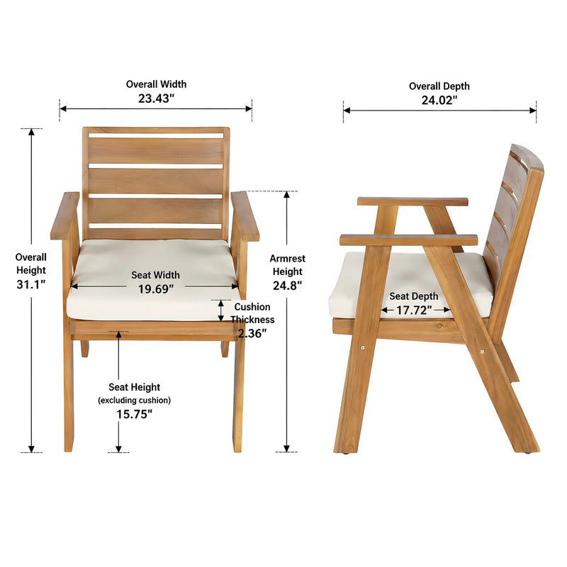 Outdoor Dining Chairs Set of 2, Acacia Wood Patio Chairs by HouseOfZazla
