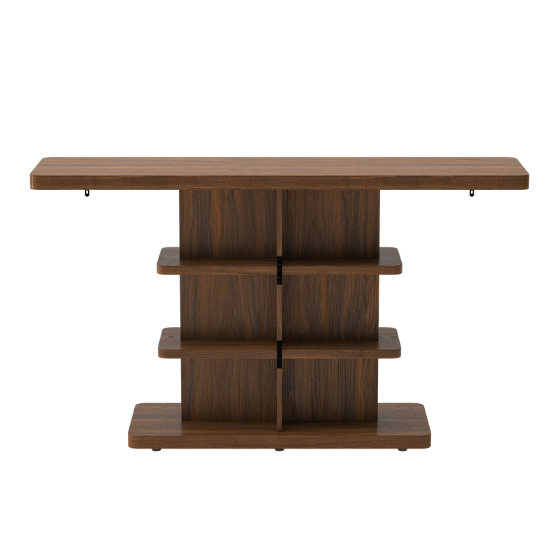 63" Vintage Narrow Console Table with 2 Tier Open Storage Shelves by HouseOfZazla