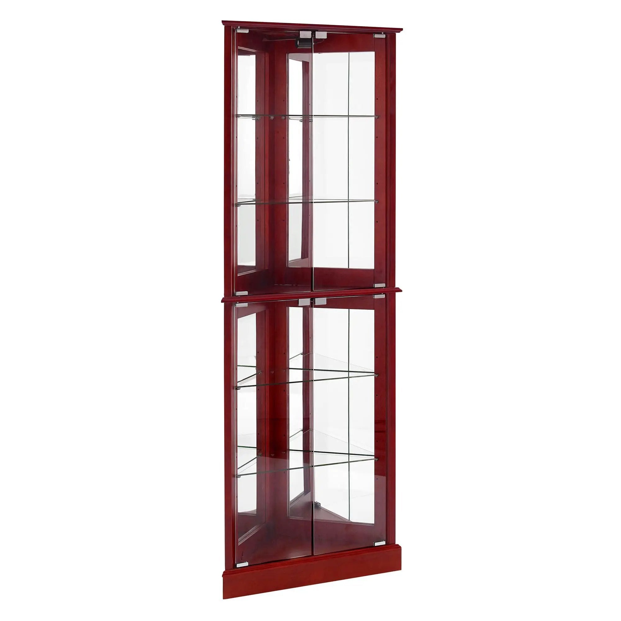 Corner Curio Dispaly Cabinet With Lights, Adjustable Tempered Glass Shelves, Mirrored Back (E26 Light Bulb Not Included) by HouseOfZazla