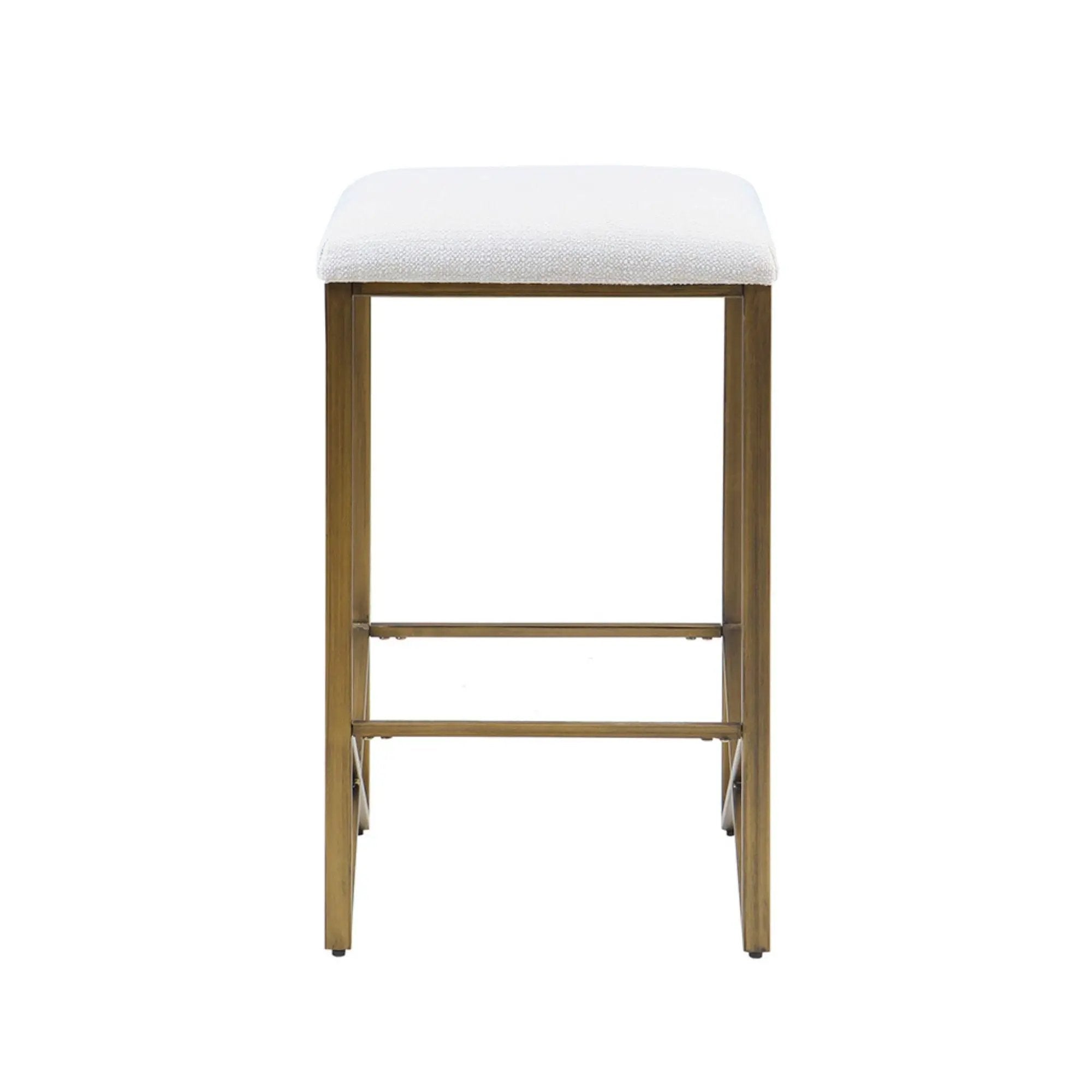 Backless Upholstered Counter Stool With Padded Seat - Ivory / Bronze by Unique Piece Furniture