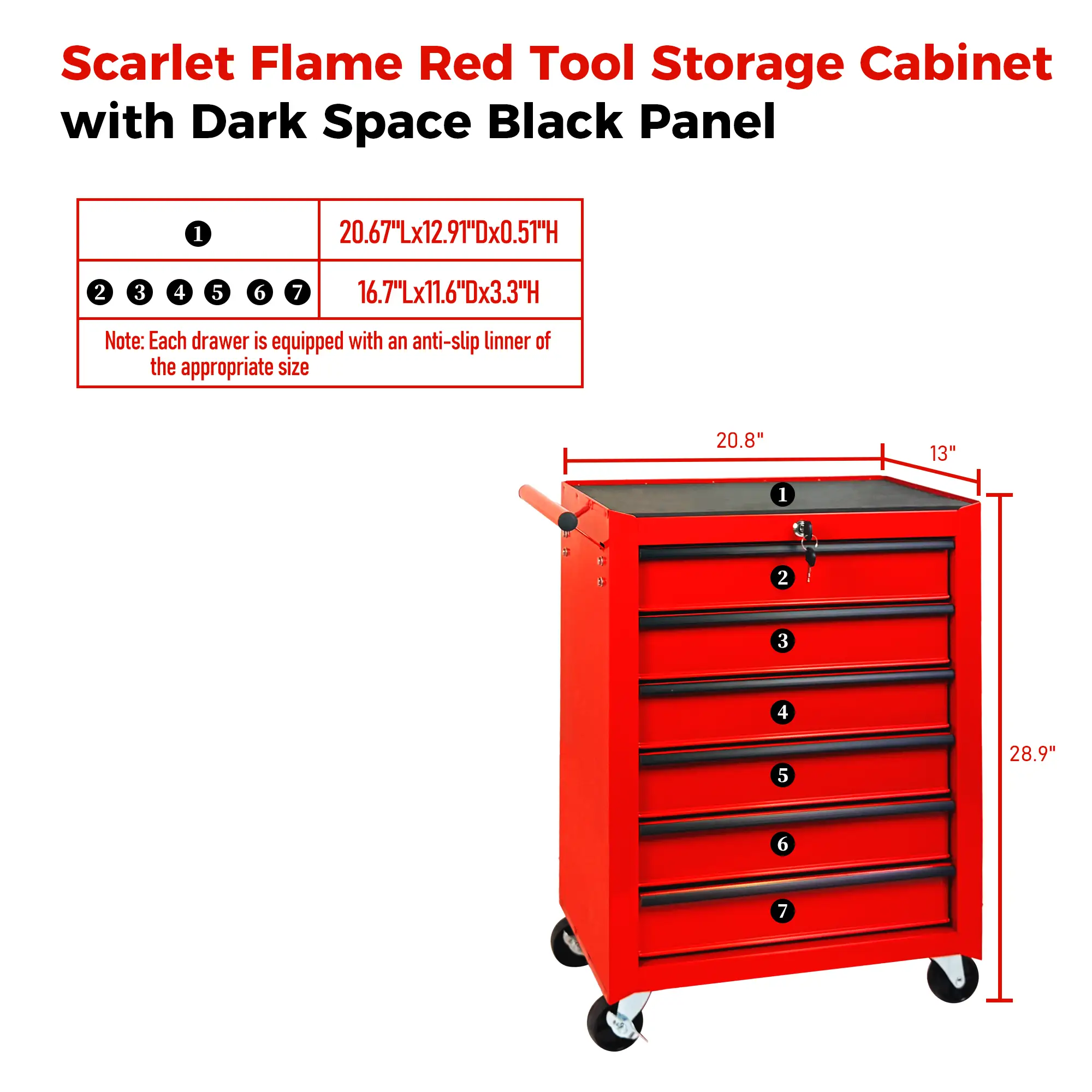 Rolling Metal Tool Chest with 6 Drawers, 20" Steel Storage Cabinet by HouseOfZazla