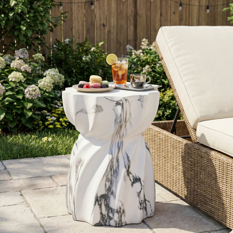 19.29"H Modern Outdoor Concrete Side Table by HouseOfZazla
