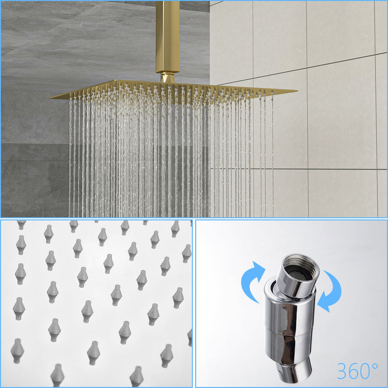 Modern 10" Square Rainfall Shower Head & Stainless Steel Wall Or Ceiling Mount Luxury Spa Shower Panel by HouseOfZazla