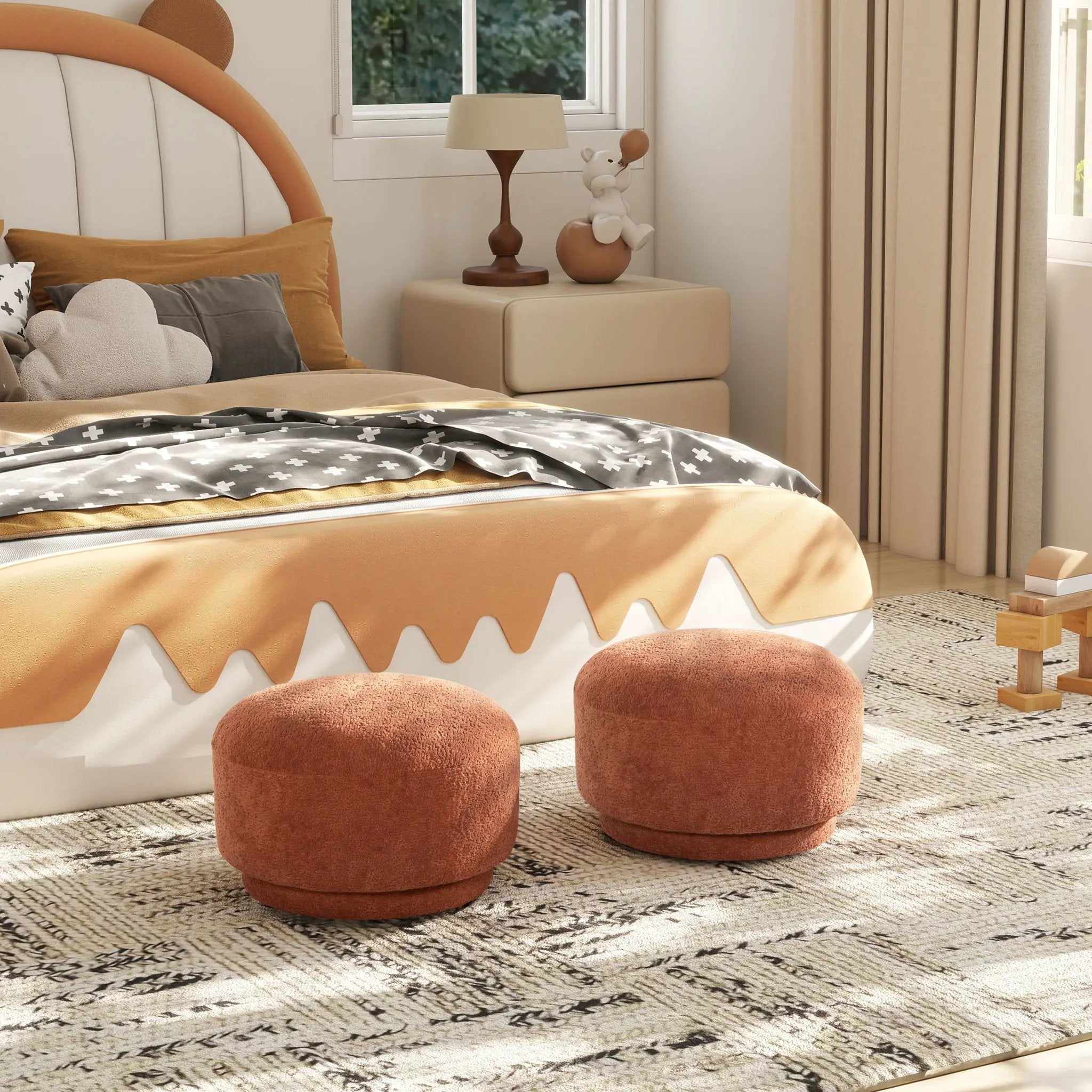 Fuji - Mushroom Footstool Ottoman by Unique Piece Furniture
