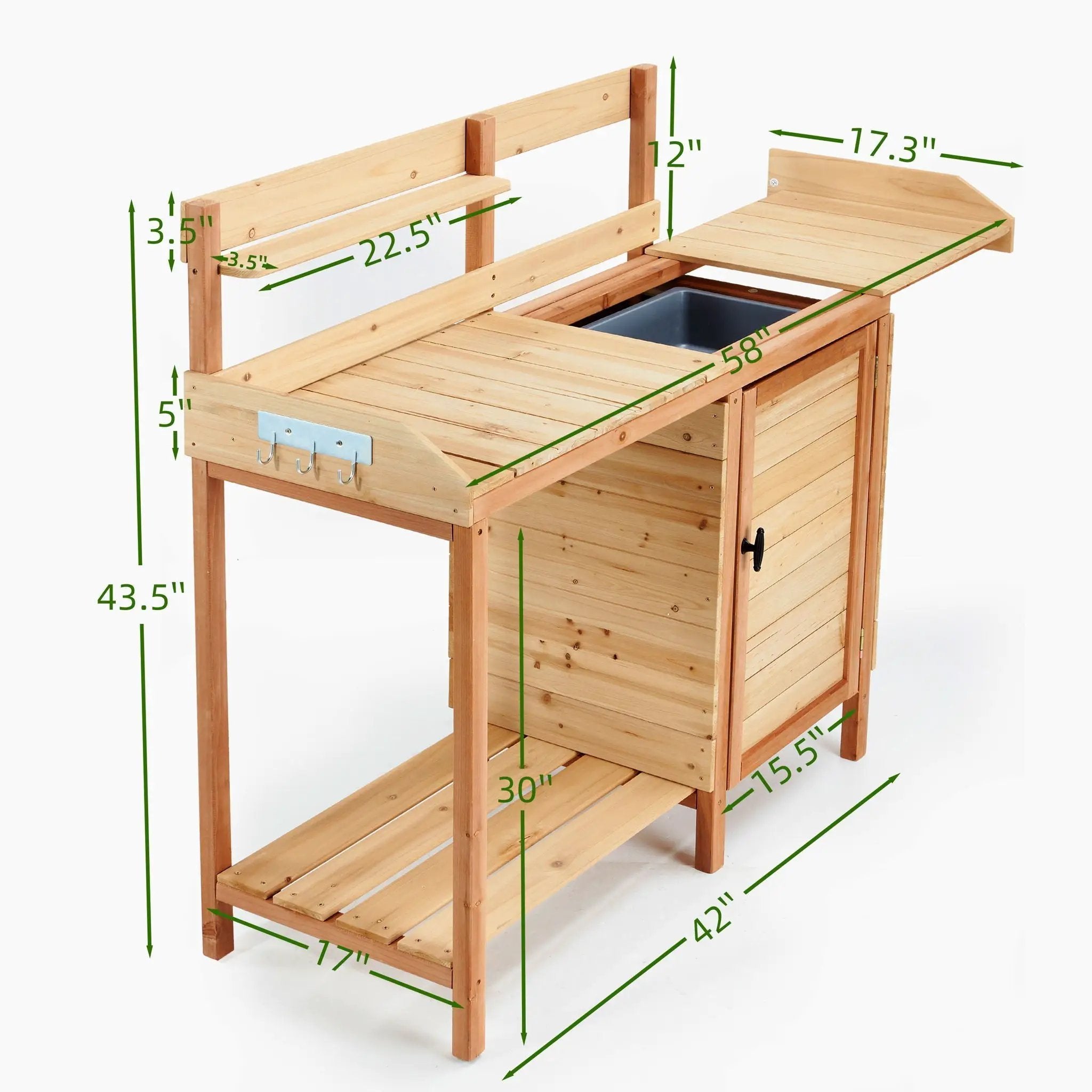 Outdoor Potting Bench Table With Sink, Garden Workstation by HouseOfZazla