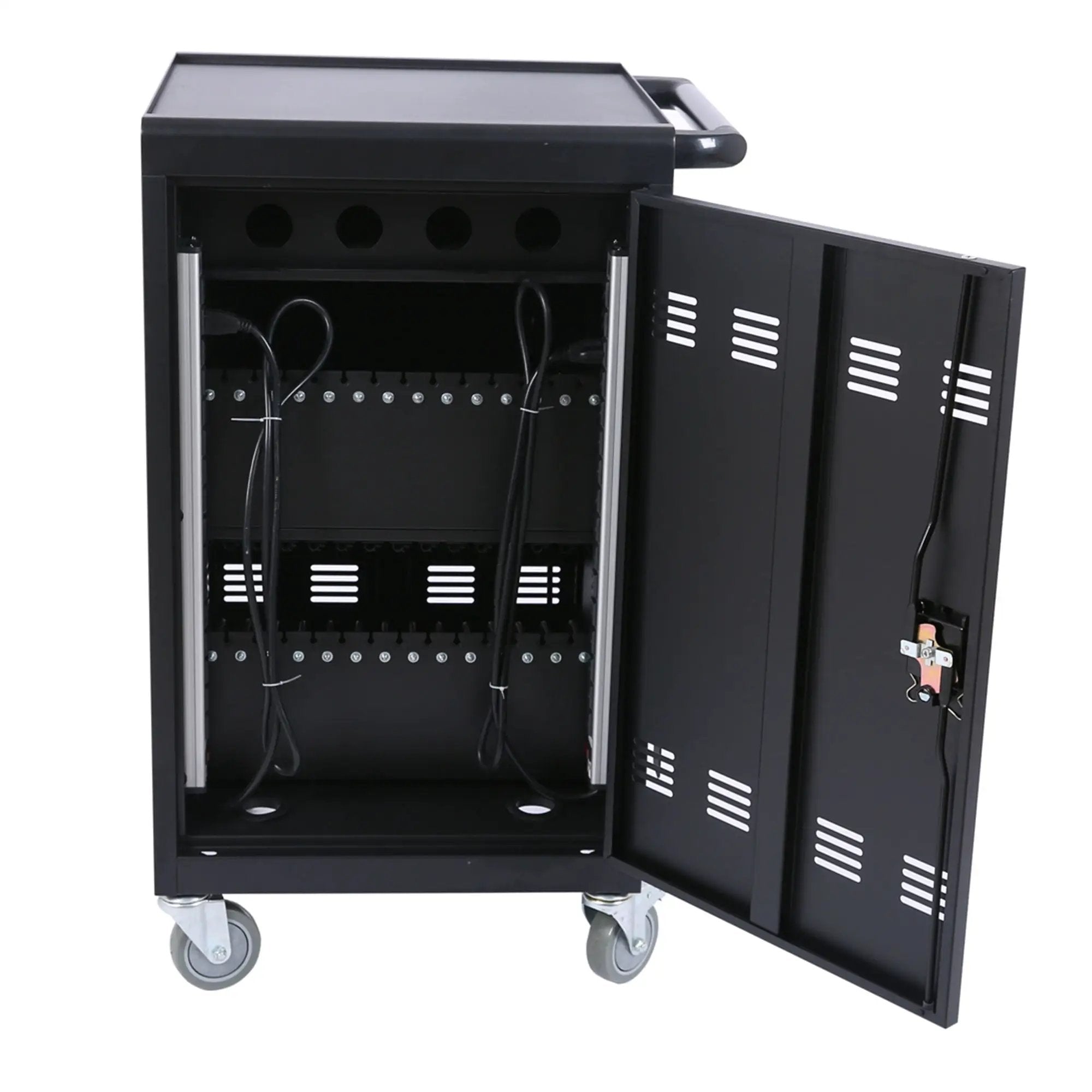 Mobile Charging Cart And Cabinet For Tablets Laptops 32-Device - Matt Black by HouseOfZazla