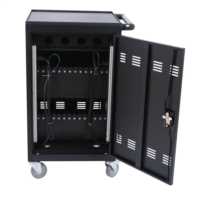 Mobile Charging Cart And Cabinet For Tablets Laptops 32-Device - Matt Black by HouseOfZazla