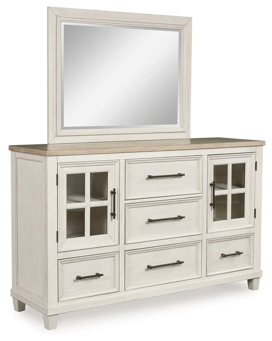 Shaybrock - Dresser And Mirror - Antique White / Brown by Unique Piece Furniture