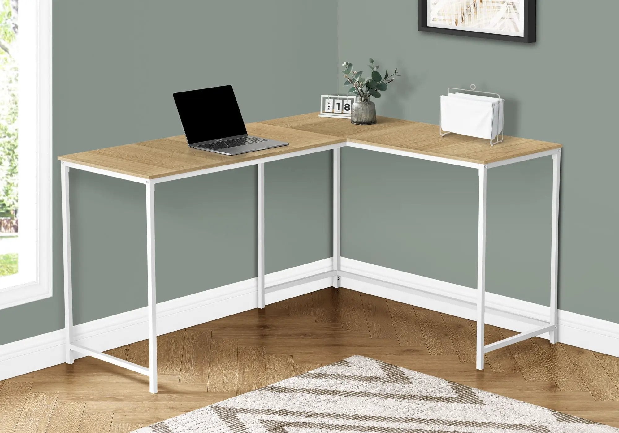 Computer Desk, Home Office, Corner, L Shape, Laptop, Marble Look Contemporary & Modern by Unique Piece Furniture
