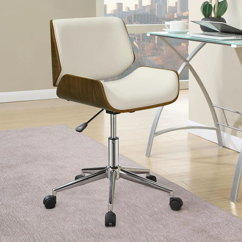Ecru Swivel Office Chair Adjustable Height - Beige by HouseOfZazla