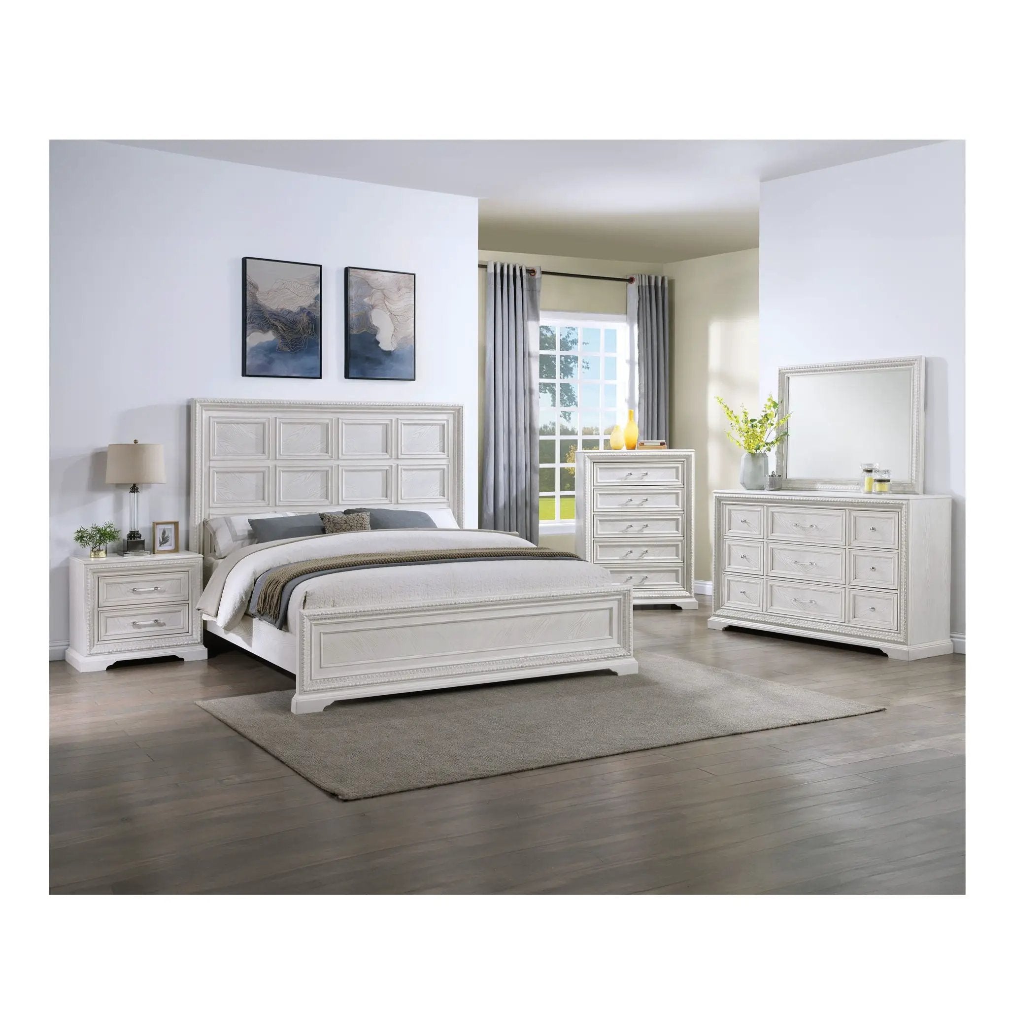 2 Drawer Storage Nightstand Bedroom Furniture - Antique White by Unique Piece Furniture