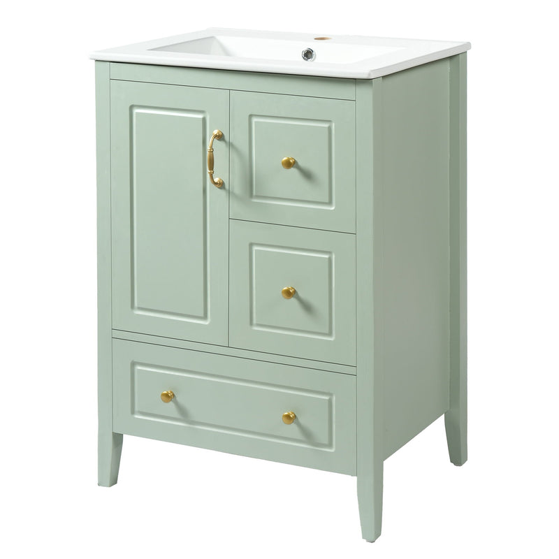 Retro Bathroom Vanity With Sink, Soft Closing Cabinet & Drawers by HouseOfZazla