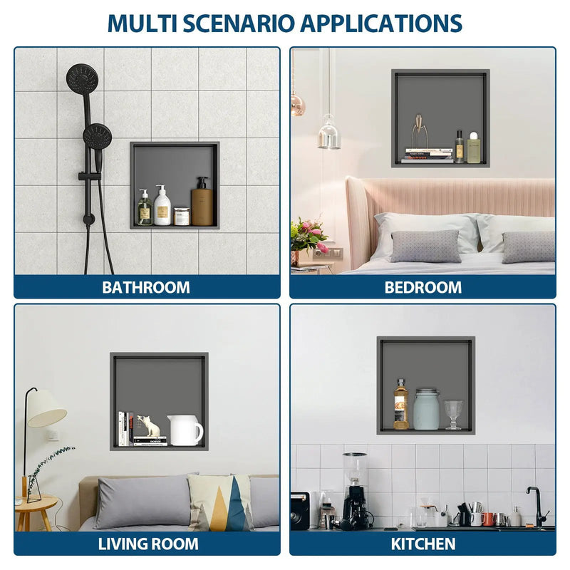 Stainless Steel Shower Niche With Seamless Design For Bathroom Storage by HouseOfZazla
