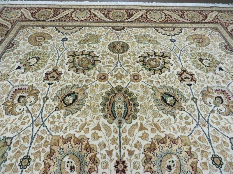 9' X 12' Vintage Handmade Wool Rug Pakistani Floral Design Nice Vegetable Dye by Jewel Rugs