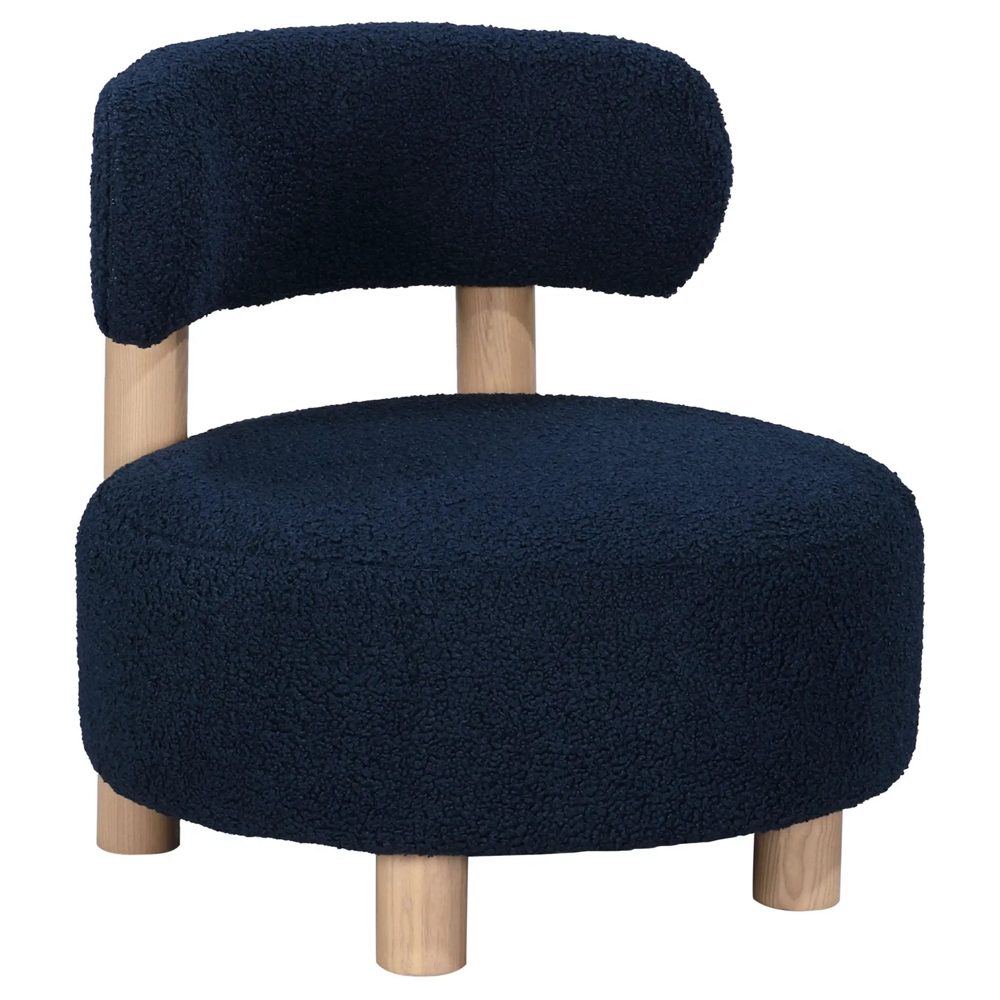 Zonie Boucle Upholstered Barrel Back Accent Chair Blue by Unique Piece Furniture