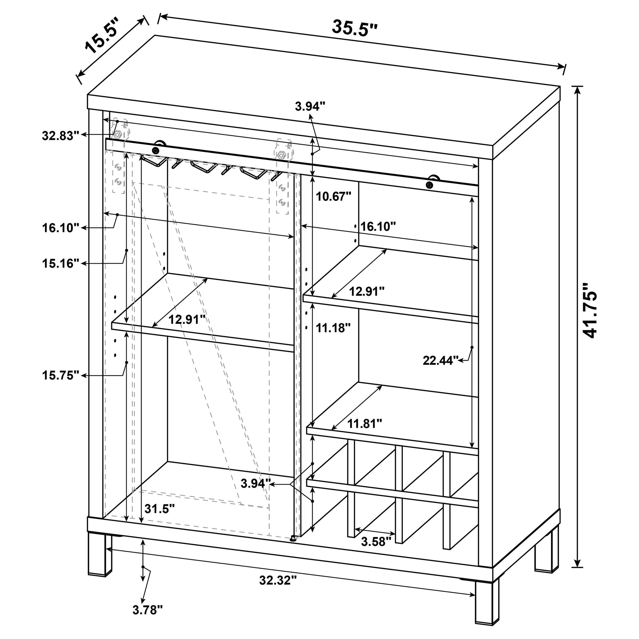 Arcata - Sliding Door Bar Cabinet - Oak