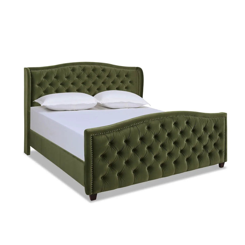Marcella - Upholstered Shelter Headboard Bed Set by HouseOfZazla