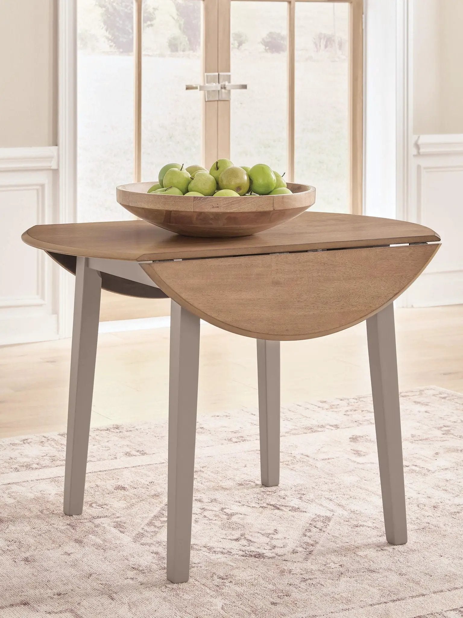 Harperfeld - Round Dining Room Drop Leaf Table - Natural / Gray by Unique Piece Furniture