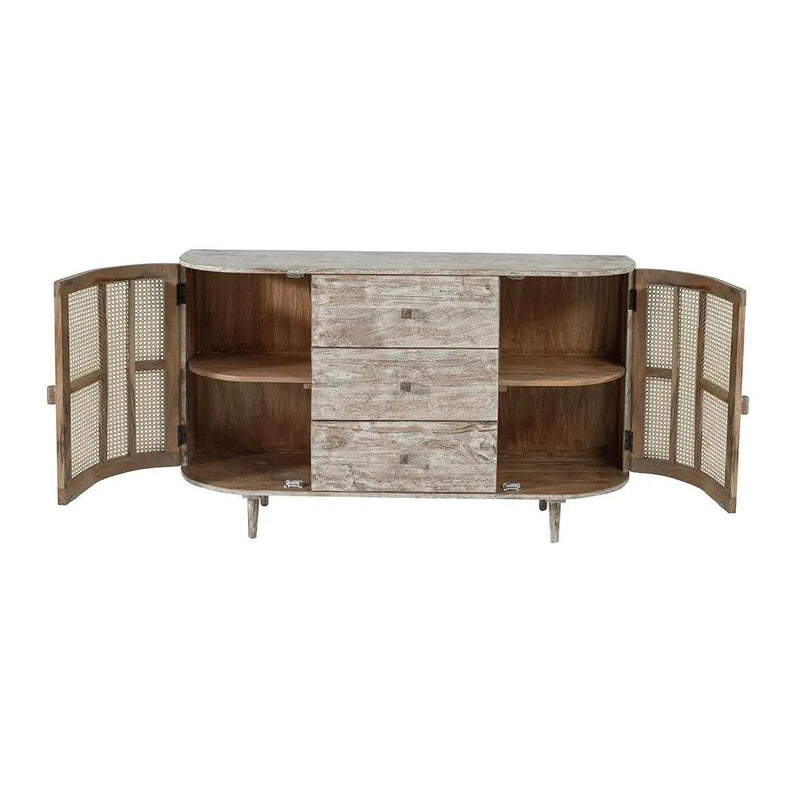 TV Console With Cane Doors - Multicolor by Unique Piece Furniture