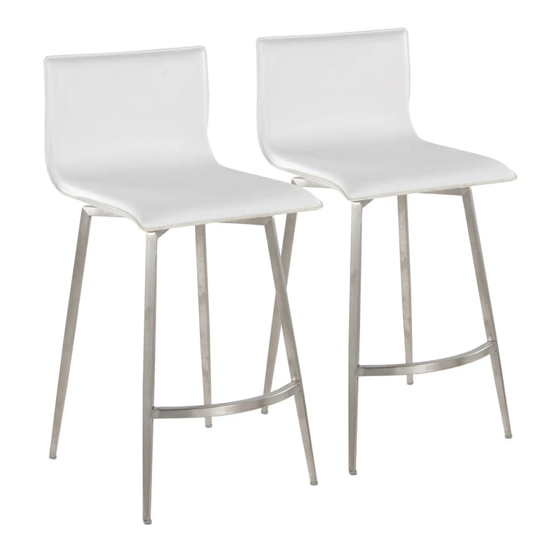 Mara - Upholstered Contemporary Fixed Height Counter Stool With Swivel (Set of 2) - White by Unique Piece Furniture