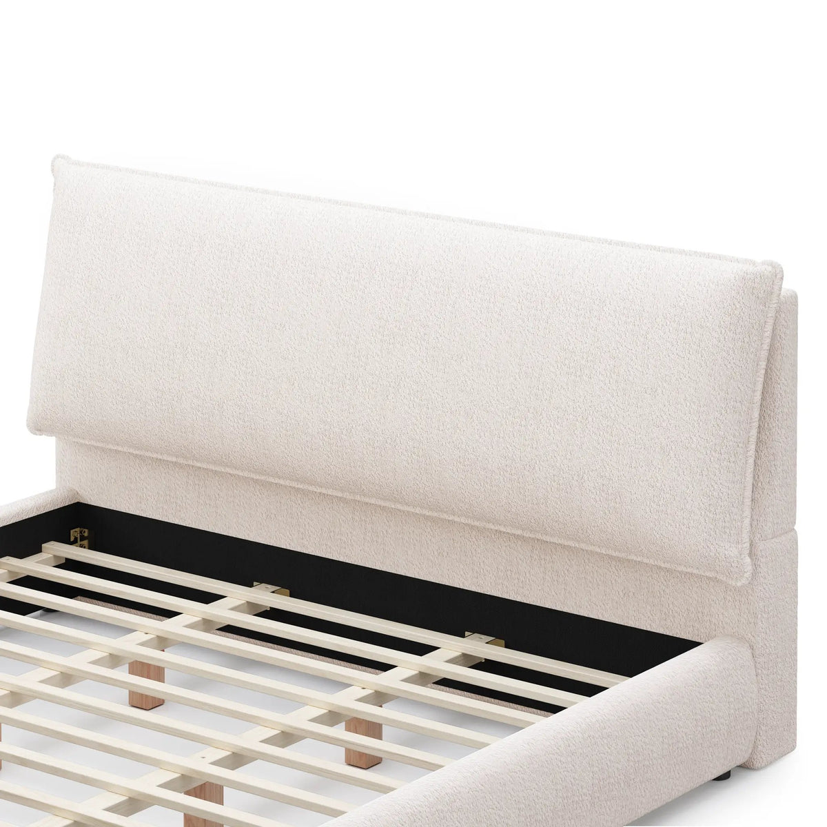 Upholstered Platform Bed Frame with Oversized Plush Pillow Headboard by HouseOfZazla