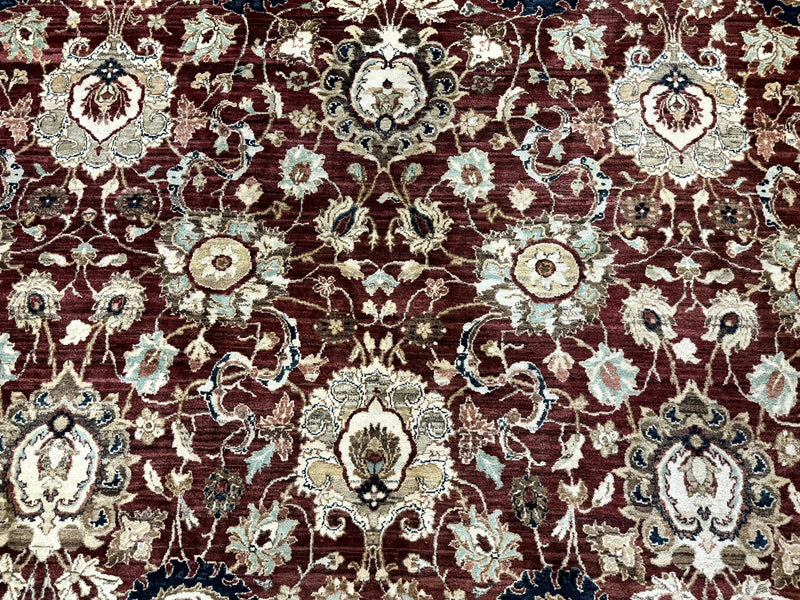 Palace Sized Indian Agra Rug 12x17, Wool Handmade Floral Allover Carpet by Jewel Rugs