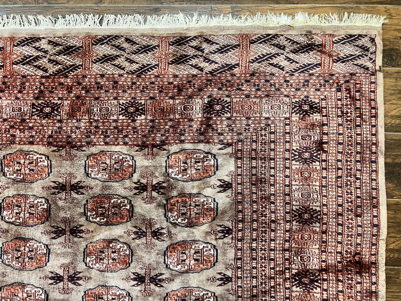 Pakistani Bokhara Turkoman Rug 7x10, Handmade Vintage Wool Carpet, Brown-Red by Jewel Rugs