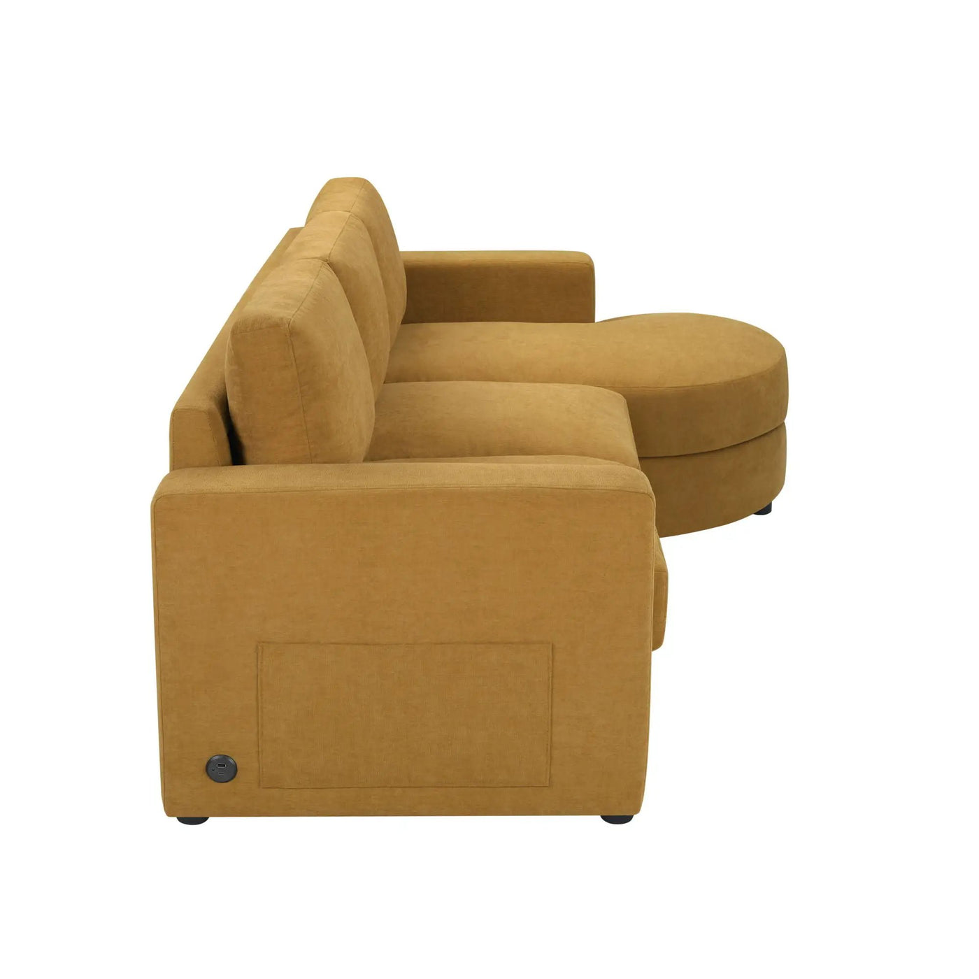 Modern L-Shaped Sectional Sofa With Curved Chaise, USB Ports, And Side Storage Pockets by HouseOfZazla