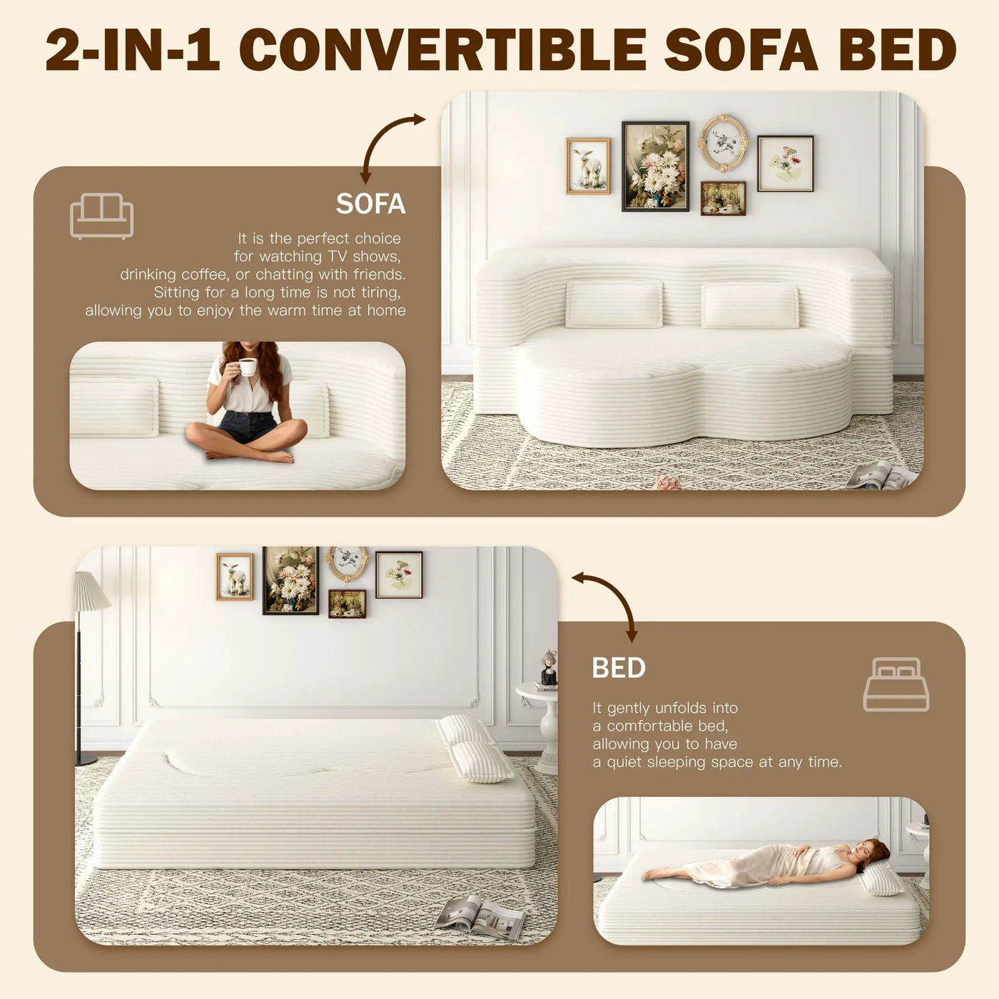 Floor Sofa With 2 Pillows, Convertible Twin Size Mattress For Living Room by HouseOfZazla