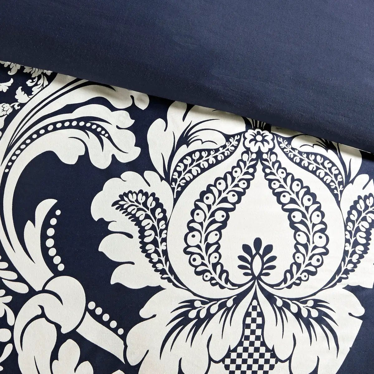 7 Piece Cotton Printed Comforter Set Indigo Queen by HouseOfZazla