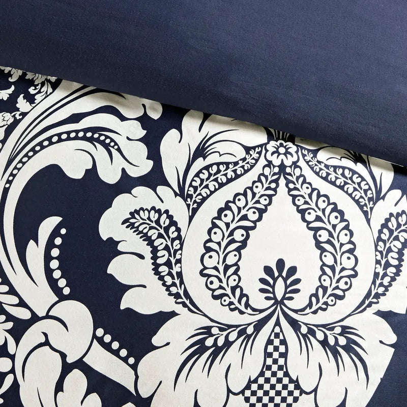 7 Piece Cotton Printed Comforter Set Indigo Queen by HouseOfZazla