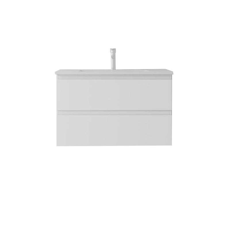 30 Inch Floating Bathroom Vanity with Sink, Soft-Close Drawer, Ceramic Sink, Plywood by HouseOfZazla