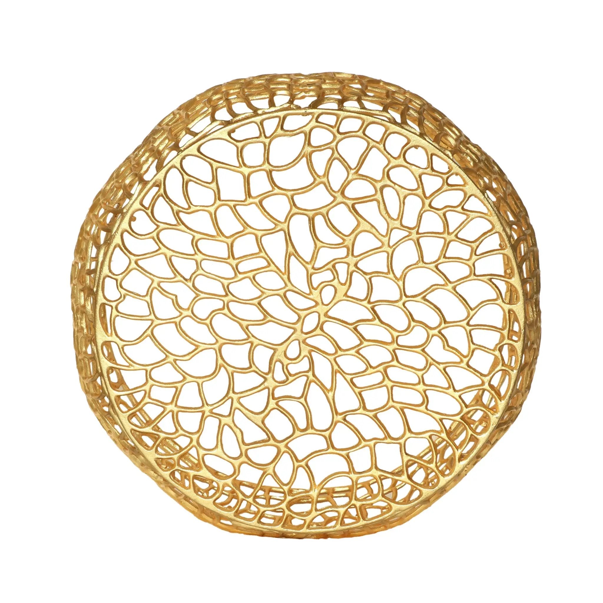 Modern Glam Mesh Coffee Table with Gold Accents and Aluminum Frame by HouseOfZazla