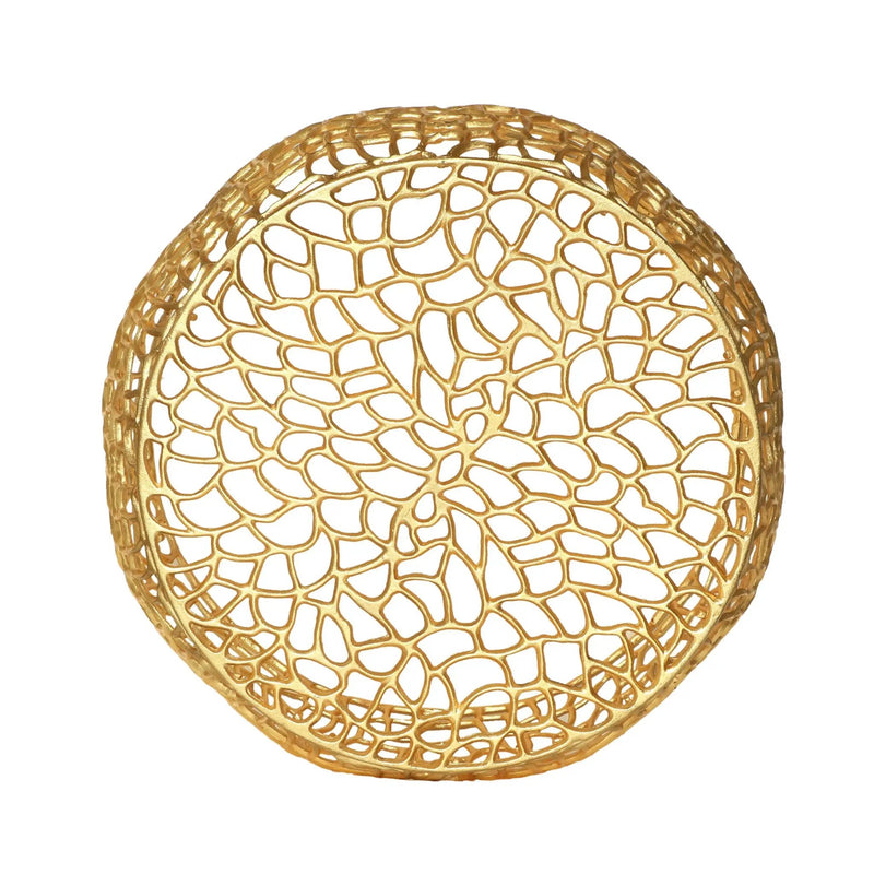 Modern Glam Mesh Coffee Table with Gold Accents and Aluminum Frame by HouseOfZazla