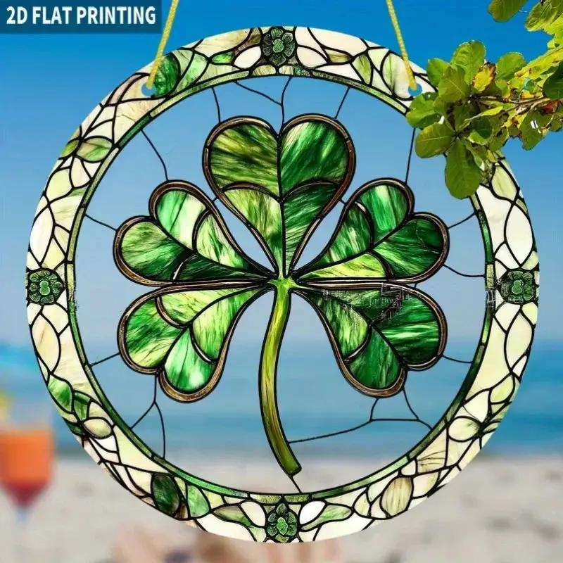 Sun Catcher - Stained Glass Green Round by House Of Avana