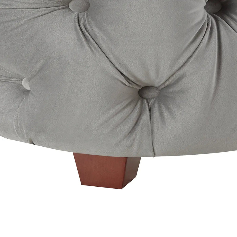 Brooklyn King Tufted Panel Bed Headboard and Footboard Set, Opal Grey Velvet by HouseOfZazla