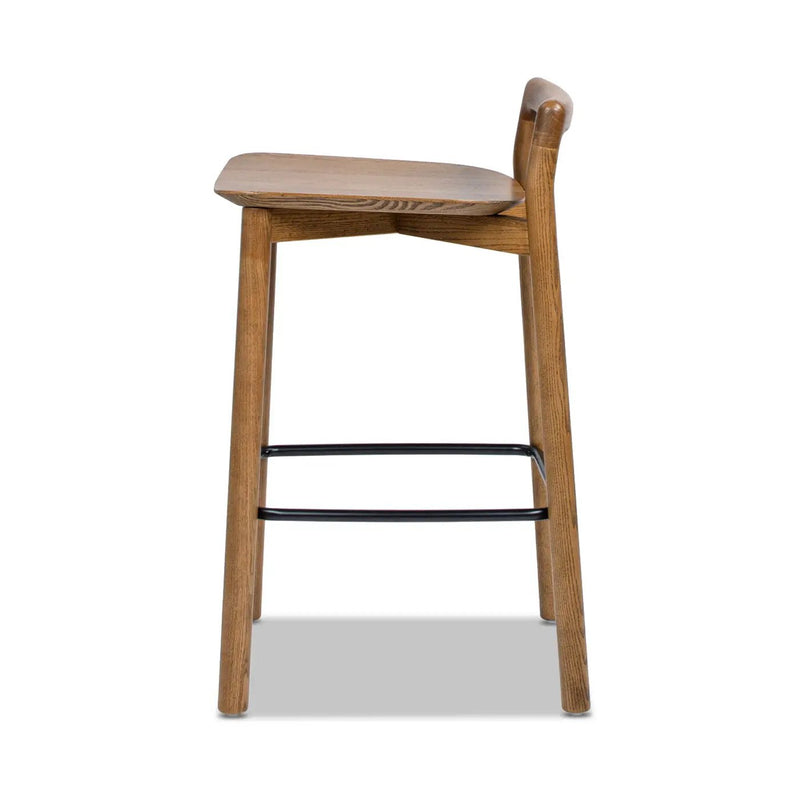 Sven - Modern Minimalist Low Back Counter Stool - Dark Brown Walnut by HouseOfZazla