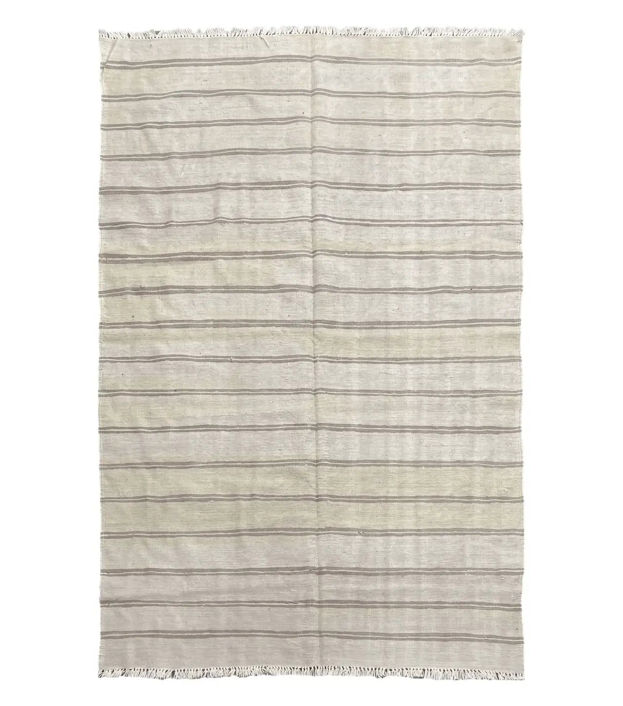 5x8 Turkish Kilim Rug, Flatweave Carpet, Striped Blanket, Southwestern Design, New, Gray, Wool, High Quality, Hand-Knotted by Jewel Rugs