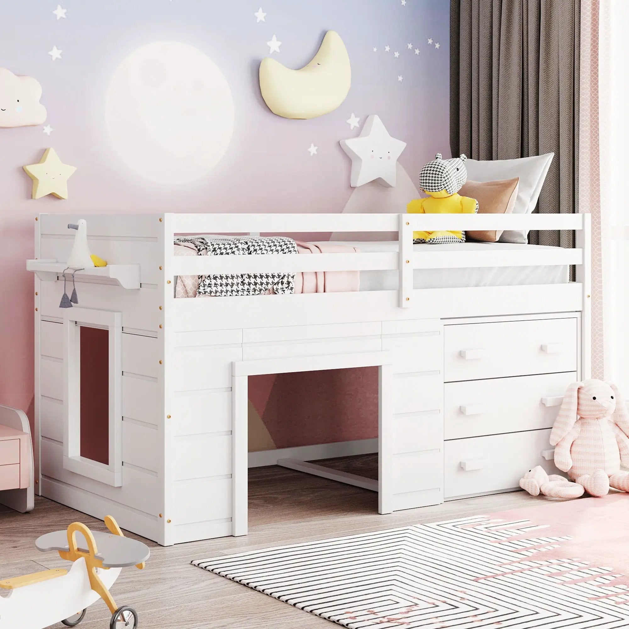 Loft Bed With Cabinet And Shelf by Unique Piece Furniture