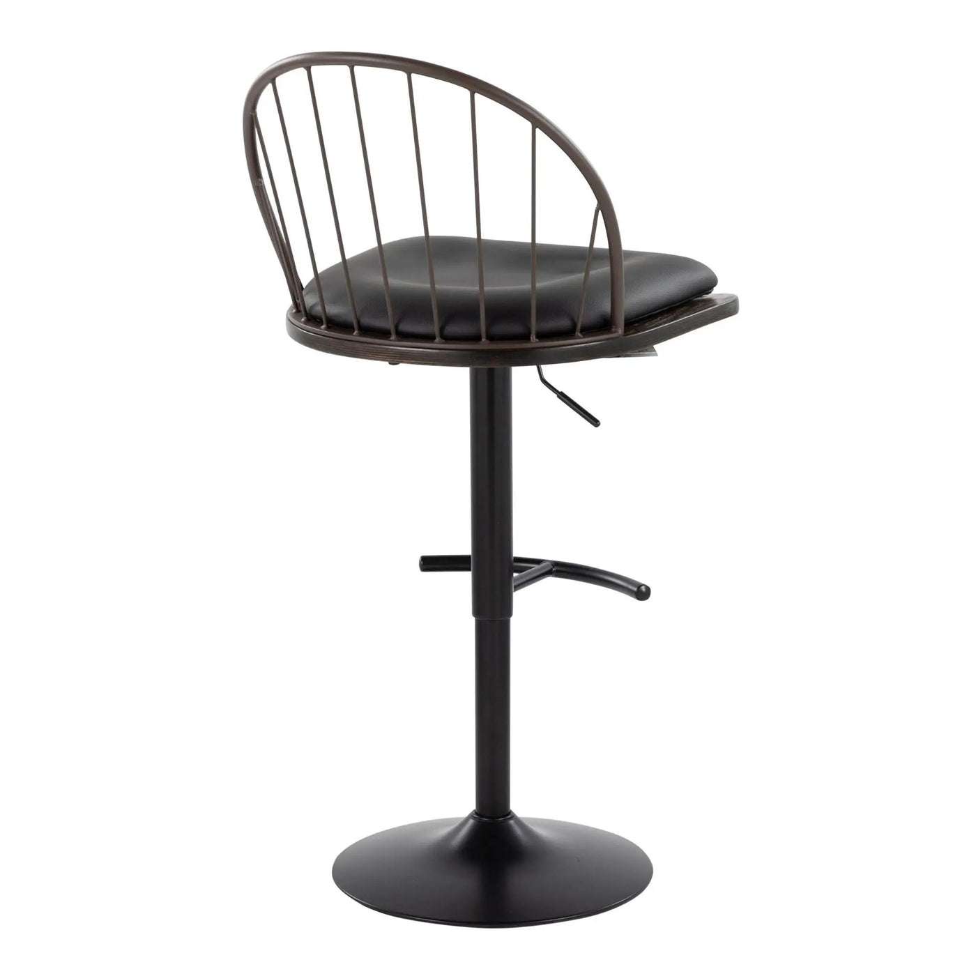Riley - Farmhouse Adjustable Height Barstool With Swivel With Rounded T Footrest (Set of 2) by HouseOfZazla