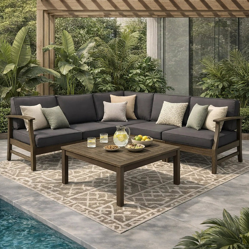 Perla 6-Piece Dark Grey Outdoor Sofa Set by HouseOfZazla