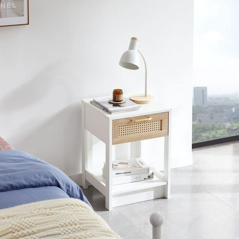 15.75" Rattan End Table With Drawer, Modern Nightstand, Side Table For Living Room, Bedroom by Unique Piece Furniture